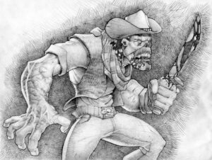 Undead / Zombie Cowboy Illustration Drawing